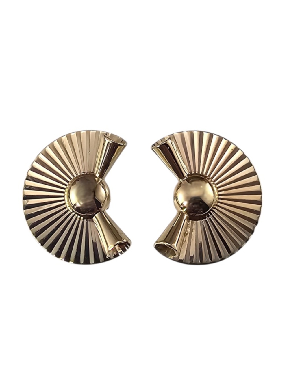Tiffany & Co. 14K Yellow Gold Fluted Fan Earrings #24644